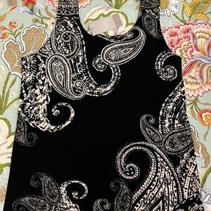 Chico's Traveler’s Black and White Paisley Top